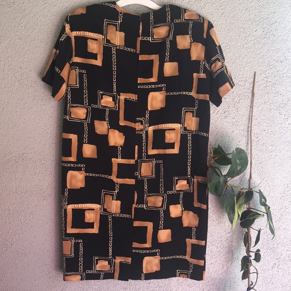 VINTAGE 80’s Abstract Print Shift Dress Size 14 - Picture 4 of 5